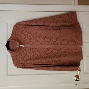 Denim & Co Misses Stretch Lace & Lined Zip Jacket New Size Medium ❤️